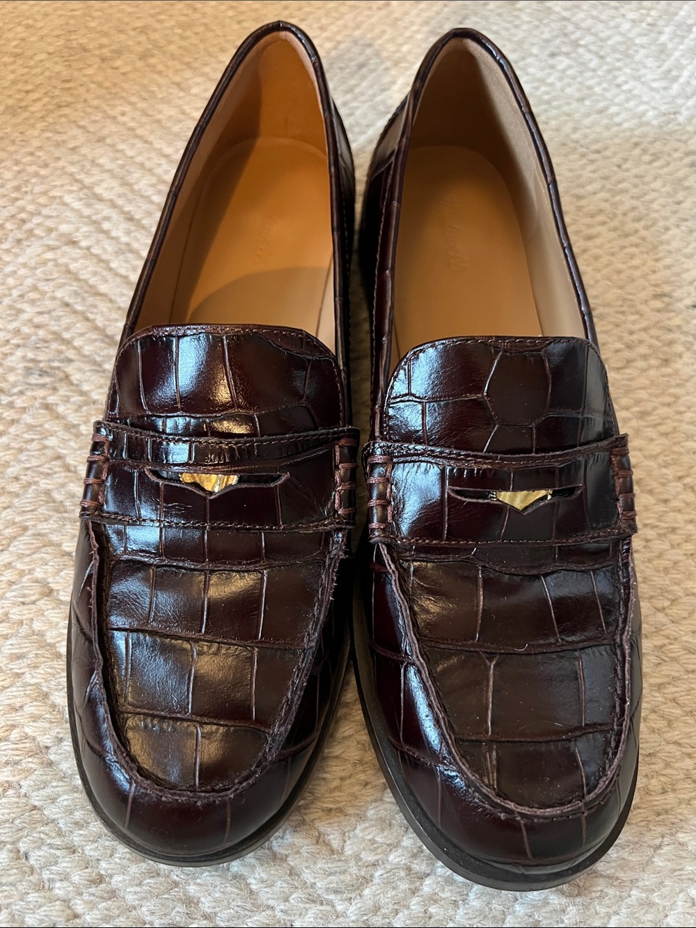Madewell croc embossed penny loafers